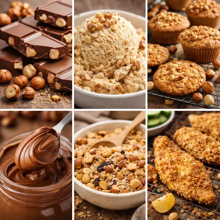 Illustration: Industrielle Anwendungen von Haselnüssen und Haselnussprodukten